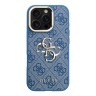 Guess для iPhone 16 Pro Max чехол PU 4G Big metal logo and Camera Stand Hard Blue