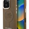 Karl Lagerfeld для iPhone 16 Pro Max чехол PU Initials & Metal logo Hard Brown (MagSafe)