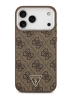 Guess для iPhone 17 Pro чехол PU 4G Triangle metal logo Silver camera Hard Brown (MagSafe)