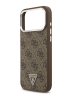 Guess для iPhone 17 Pro чехол PU 4G Triangle metal logo Silver camera Hard Brown (MagSafe)