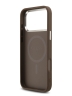 Guess для iPhone 17 Pro чехол PU 4G Triangle metal logo Silver camera Hard Brown (MagSafe)