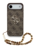 Guess для iPhone Air чехол PU 4G Big metal logo Hard + Pearl Hand Strap Brown