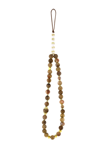 Guess для iPhone Air чехол PU 4G Big metal logo Hard + Pearl Hand Strap Brown