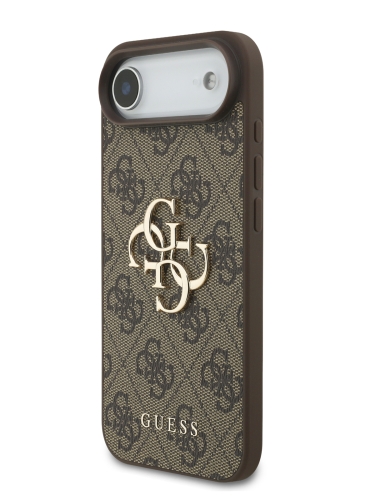 Guess для iPhone Air чехол PU 4G Big metal logo Hard + Pearl Hand Strap Brown