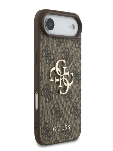 Guess для iPhone Air чехол PU 4G Big metal logo Hard + Pearl Hand Strap Brown