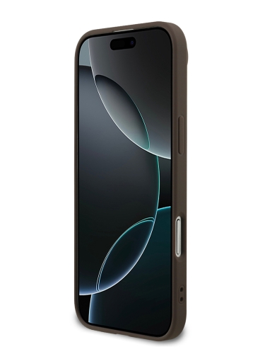 Guess для iPhone Air чехол PU 4G Big metal logo Hard + Pearl Hand Strap Brown