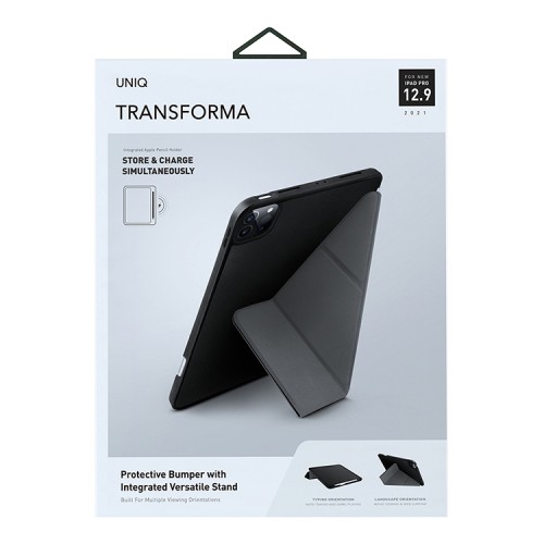 Чехол Uniq Transforma Anti-microbial для iPad Pro 12.9 (2022/21) с отсеком для стилуса, черный