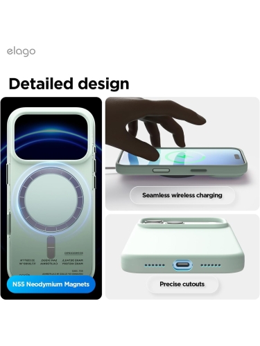 Elago для iPhone 17 Pro Max чехол Magnetic Silicone Mint (MagSafe)