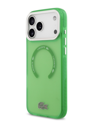 Lacoste для iPhone 17 Pro Max чехол ShockProof Lacquer Metal logo Hard Frosted Green (MagSafe)