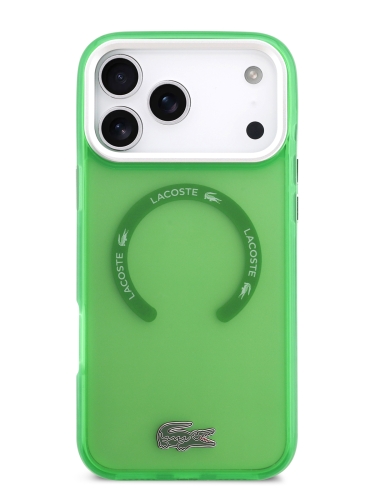Lacoste для iPhone 17 Pro Max чехол ShockProof Lacquer Metal logo Hard Frosted Green (MagSafe)