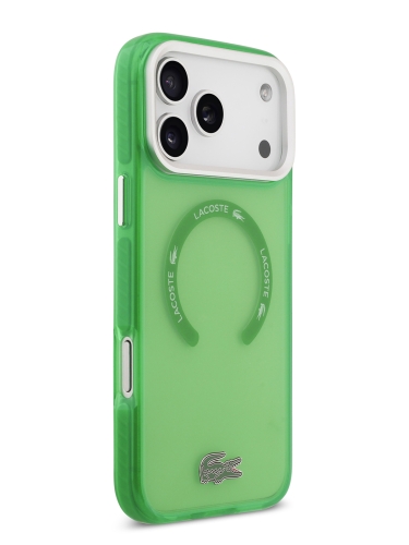 Lacoste для iPhone 17 Pro Max чехол ShockProof Lacquer Metal logo Hard Frosted Green (MagSafe)