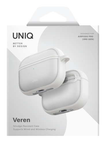 Uniq для Airpods Pro 3 чехол Veren Shockproof with carabin Chalk Frost