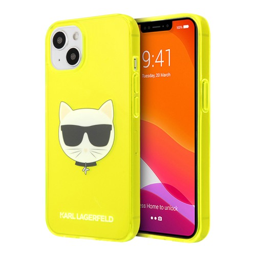 Чехол Karl Lagerfeld TPU FLUO Choupette Hard для iPhone 13, желтый