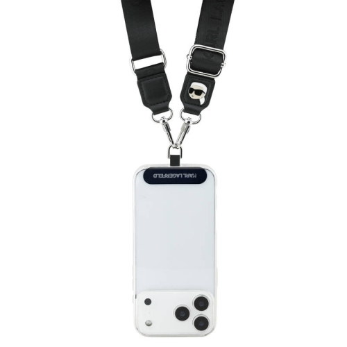 Karl Lagerfeld шнурок на шею Crossbody Nylon Strap Karl head metal logo + Smartphone patch Black