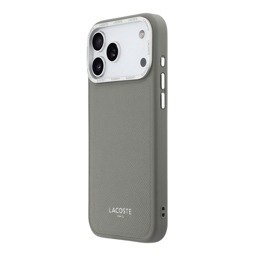 Lacoste для iPhone 17 Pro Max чехол PU Grained Metal Foil logo & Cam Hard Grey/Silver (MagSafe)