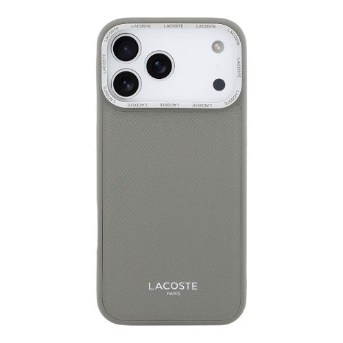 Lacoste для iPhone 17 Pro Max чехол PU Grained Metal Foil logo & Cam Hard Grey/Silver (MagSafe)