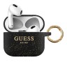 Чехол Guess Silicone Glitter с кольцом для Airpods 3 (2021), черный