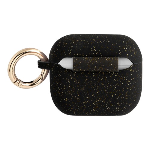 Чехол Guess Silicone Glitter с кольцом для Airpods 3 (2021), черный