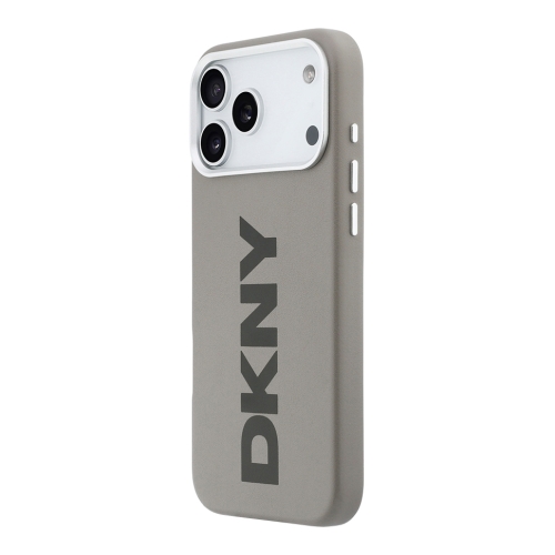 DKNY для iPhone 17 Pro Max чехол PU Full Wrapped leather Verical logo Metal Cam Hard Beige (MagSafe)