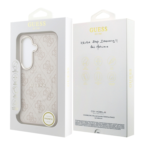 Guess для Galaxy S26+ чехол PU 4G Classic metal logo & Camera Hard Pink (MagSafe)