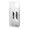 Чехол Lagerfeld Liquid glitter Big KL logo Hard для iPhone 14, серебристый