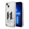 Чехол Lagerfeld Liquid glitter Big KL logo Hard для iPhone 14, серебристый