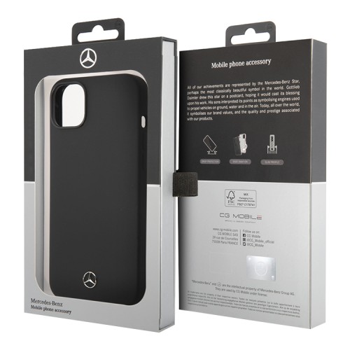 Чехол Mercedes Liquid Silicone Hard для iPhone 14, черный