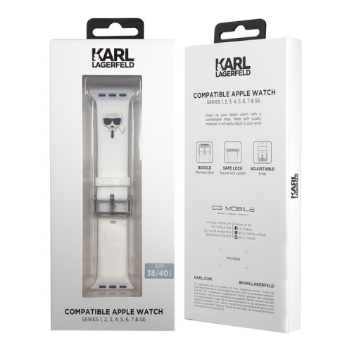 Ремешок Lagerfeld Silicone Karl head для Apple Watch 42-41-40 mm, белый