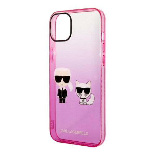 Чехол Lagerfeld Karl & Choupette Hard Gradient для iPhone 14, розовая рамка