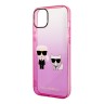 Чехол Lagerfeld Karl & Choupette Hard Gradient для iPhone 14, розовая рамка