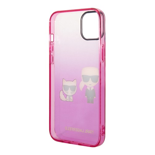 Чехол Lagerfeld Karl & Choupette Hard Gradient для iPhone 14, розовая рамка