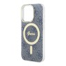 (Уценка) Чехол Guess 4G Hard для iPhone 14 Pro Max, синий/золотой (MagSafe)