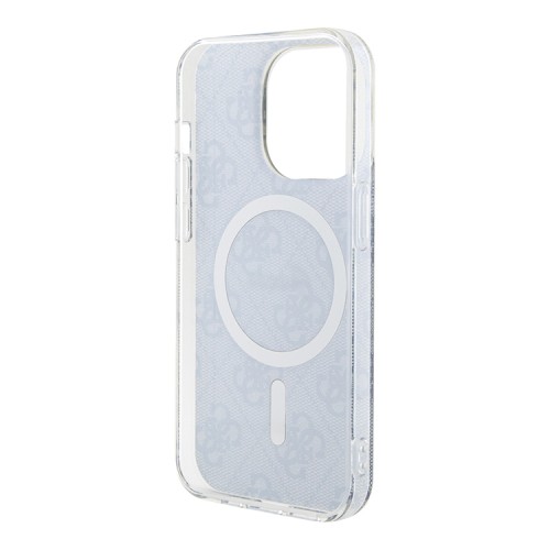 (Уценка) Чехол Guess 4G Hard для iPhone 14 Pro Max, синий/золотой (MagSafe)