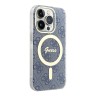 (Уценка) Чехол Guess 4G Hard для iPhone 14 Pro Max, синий/золотой (MagSafe)