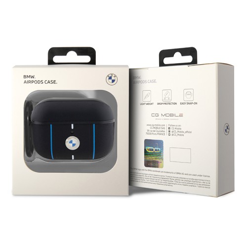 BMW для Airpods Pro 2 чехол Signature leather Hot stamp lines Black