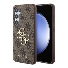 Guess для Galaxy S24+ чехол PU 4G Big metal logo Hard Brown