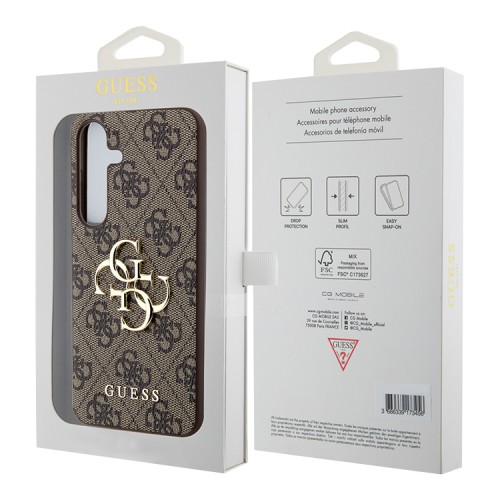 Guess для Galaxy S24+ чехол PU 4G Big metal logo Hard Brown