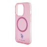 U.S. Polo для iPhone 15 Pro чехол PC/TPU Double Horse logo Hard Pink (MagSafe)