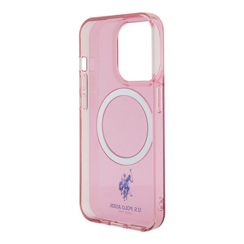 U.S. Polo для iPhone 15 Pro чехол PC/TPU Double Horse logo Hard Pink (MagSafe)
