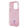 U.S. Polo для iPhone 15 Pro чехол PC/TPU Double Horse logo Hard Pink (MagSafe)