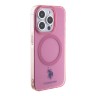 U.S. Polo для iPhone 15 Pro чехол PC/TPU Double Horse logo Hard Pink (MagSafe)