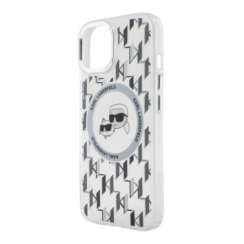Karl Lagerfeld для iPhone 15 чехол PC/TPU Monogram NFT Karl & Choup Metal Camera прозрачный (MagSafe)