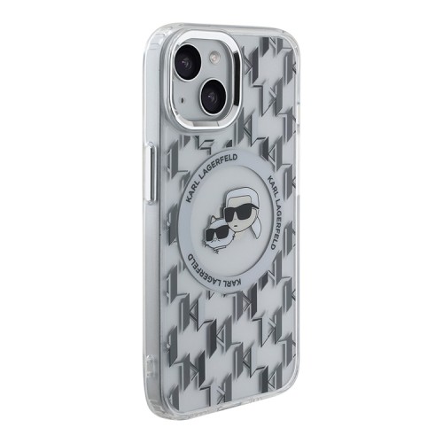 Karl Lagerfeld для iPhone 15 чехол PC/TPU Monogram NFT Karl & Choup Metal Camera прозрачный (MagSafe)