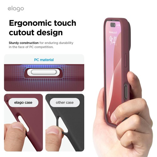 Elago для iPhone 16 Pro чехол Soft silicone (Liquid) Burgundy