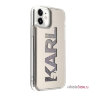 Чехол Karl Lagerfeld Liquid Glitter Mirror Hard для iPhone 11, серебристый