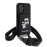 Karl Lagerfeld для iPhone 16 чехол Crossbody cardslot PU Saffiano NFT Karl&Choupette Hard Black