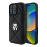 DKNY для iPhone 16 Pro Max чехол PU Quilted Stack metal logo Hard Black