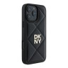 DKNY для iPhone 16 Pro Max чехол PU Quilted Stack metal logo Hard Black