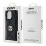 DKNY для iPhone 16 Pro Max чехол PU Quilted Stack metal logo Hard Black