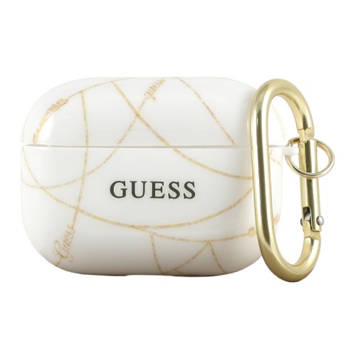 Чехол Guess Chain с кольцом для Airpods Pro, белый
